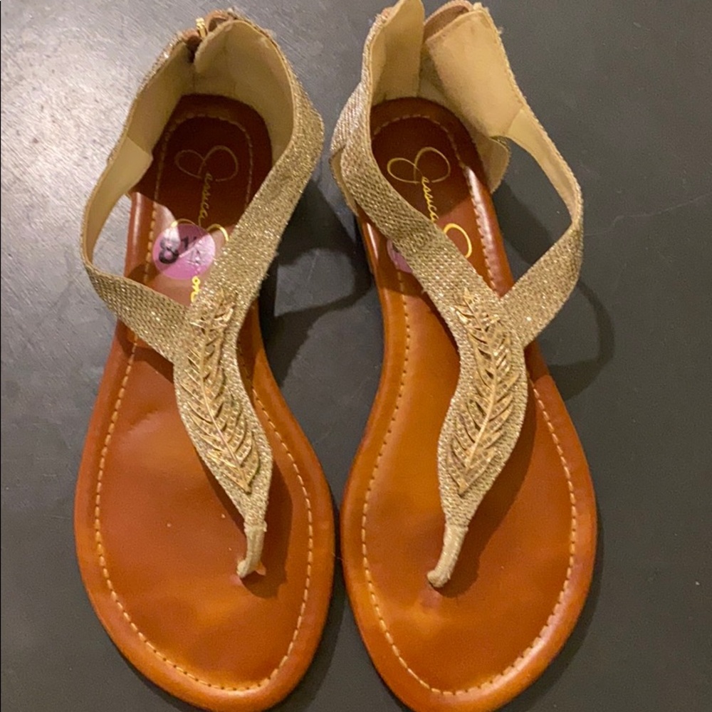 Sparkly Gold Flat Shoes